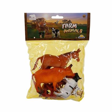 0708 Çiftlik Hayvanları Poşetli Hayvan Oyun Seti Orta Boy- Sunman