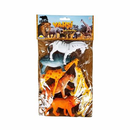 0715 Vahşi Hayvanlar Poşetli 6'Lı Hayvan Oyun Seti -Sunman