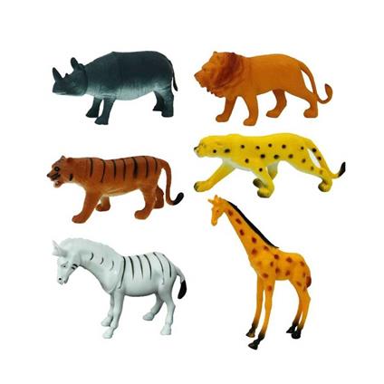 0715 Vahşi Hayvanlar Poşetli 6'Lı Hayvan Oyun Seti -Sunman