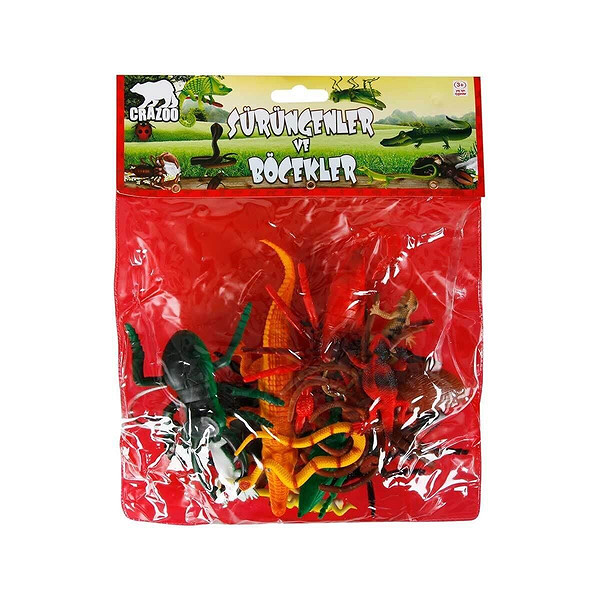 0716 Sürüngenler Ve Böcekler Poşetli Hayvan Oyun Seti 13'Lü