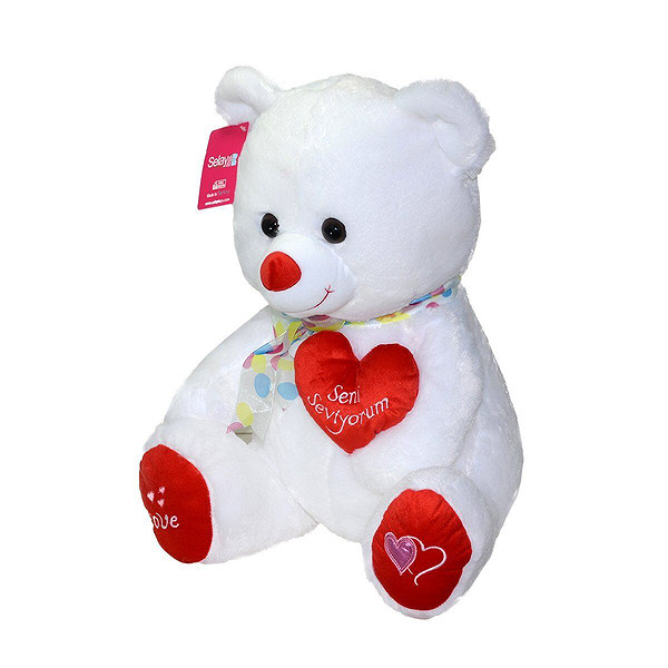 1030B Selay, Yumoş Ayıcık Beyaz 47Cm