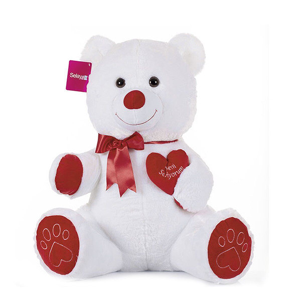 1045B Selay, Tıkıl Ayı 65 Cm Beyaz