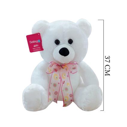1178B Selay, Oturan Ayı 37 Cm Beyaz