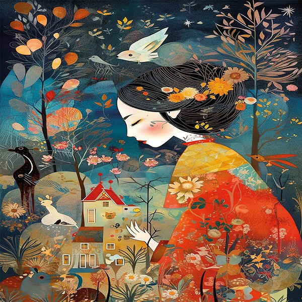 20070 Puzzle 500 A Woman İn A Red Kimono