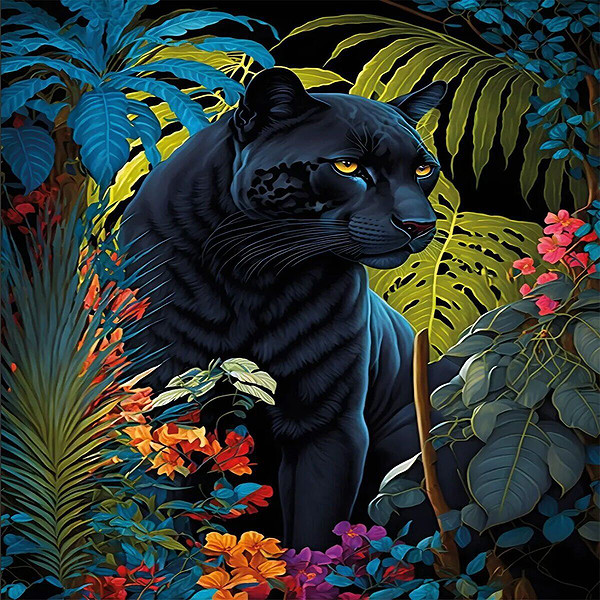 20071 Puzzle 500 Black Panther With A Tropical