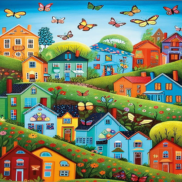 20079 Puzzle 500 Village Tith Butterflies