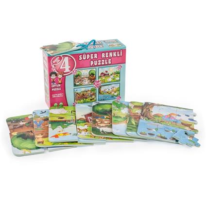 3222 Çiftlik Süper Renkli Puzzle 4LÜ