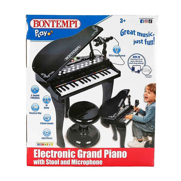 33546 Sun-Bnt-Piyano Elektronik Mikrofonlu Tabureli Işıklı