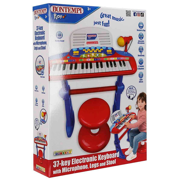 33740 Sun-Bnt-Müzik Set 37Tuş Ayaklı Org Mikrofon Tabure Işıklı