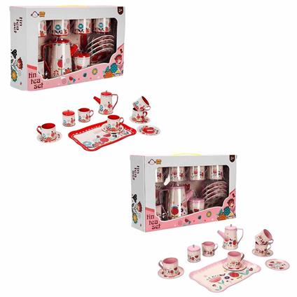 4939 Sun-Yfn-Lch-Metal Çay Seti Çiçek Dsn 2A 12Prç