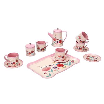 4939 Sun-Yfn-Lch-Metal Çay Seti Çiçek Dsn 2A 12Prç