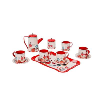 4939 Sun-Yfn-Lch-Metal Çay Seti Çiçek Dsn 2A 12Prç