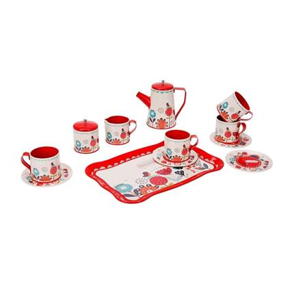 4939 Sun-Yfn-Lch-Metal Çay Seti Çiçek Dsn 2A 12Prç