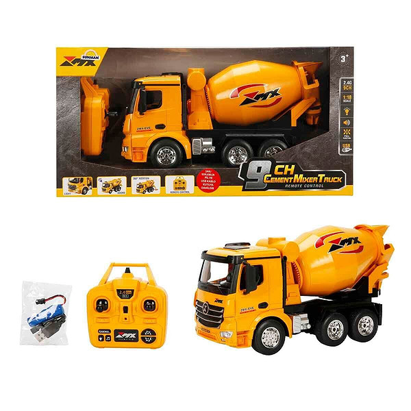 5084 Sun-Rst-RC İŞ Makinesi 1 18 Beton Mikseri FF 9CH 3 7V Usb 2 4 Ghz Sesli Işı