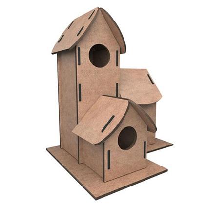 5269 Kumtoys Boyanabilir 3'Lü Kuş Evi - Bird House