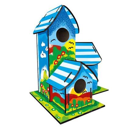 5269 Kumtoys Boyanabilir 3'Lü Kuş Evi - Bird House