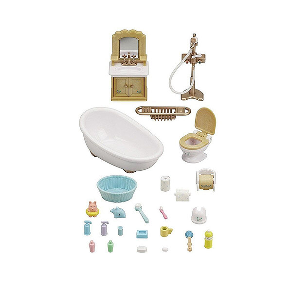 5286 Sylvanian Families, Banyo Seti, 20 Parça ,+3 Yaş, Figürler Ayrı Satılır.