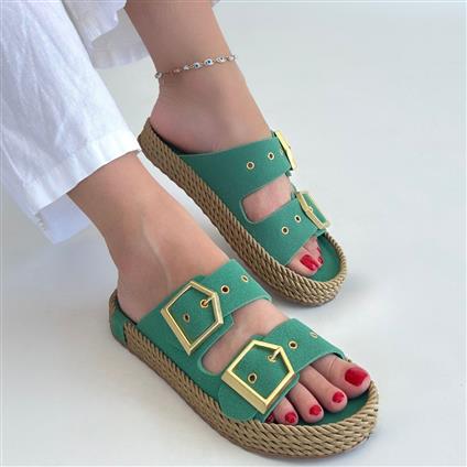 İces Yeşil Nubuk Terlik