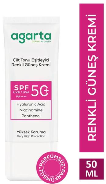 Agarta Doğal Güneş Kremi Cilt Tonu Eşitleyici Renkli 50 Spf 50 Ml