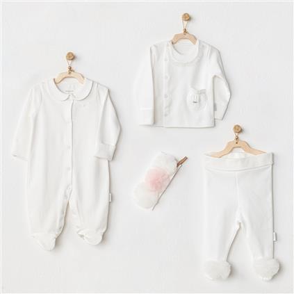Andywawa AC24501 Petit Love Newborn Tüllü 4 Parça Set Ekru