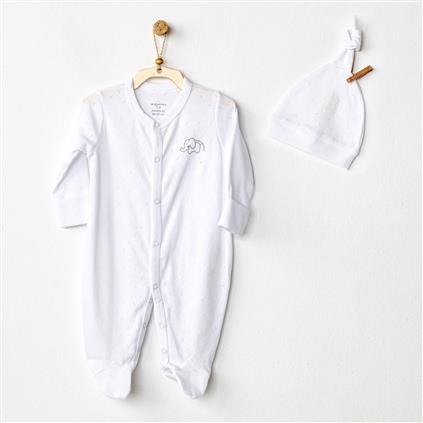 Andywawa AC24708 Jacquard Bebek Tulum Takım White