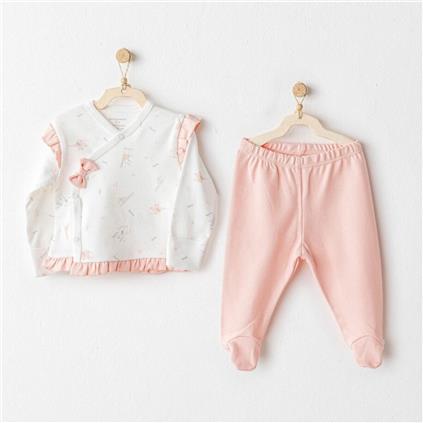 Andywawa AC25508 Sıde Snap Set Love Family 2'Li Zıbın Set Salmon