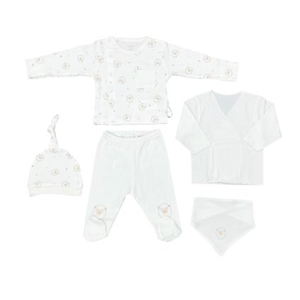 Andywawa AC25560 Newborn Set Tinny Ships 5'Li Hastane Çıkışı Ekru