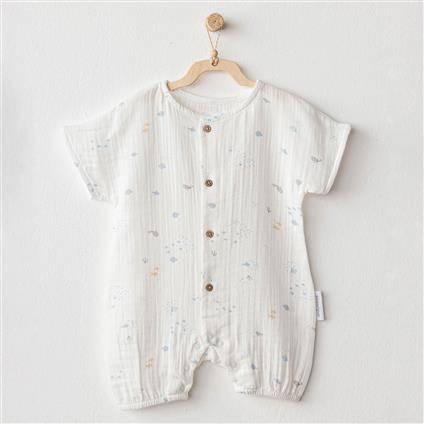 Andywawa AC25611 Ocean İs My Happy Place Müslin Bebek Tulum White