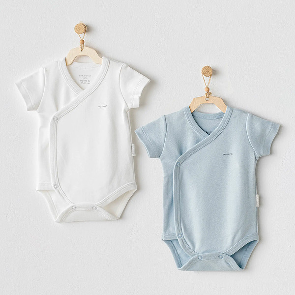 Andywawa AC25643 Cuddly Bunny Bear 2'Li Zıbın Body Ekru Mavi