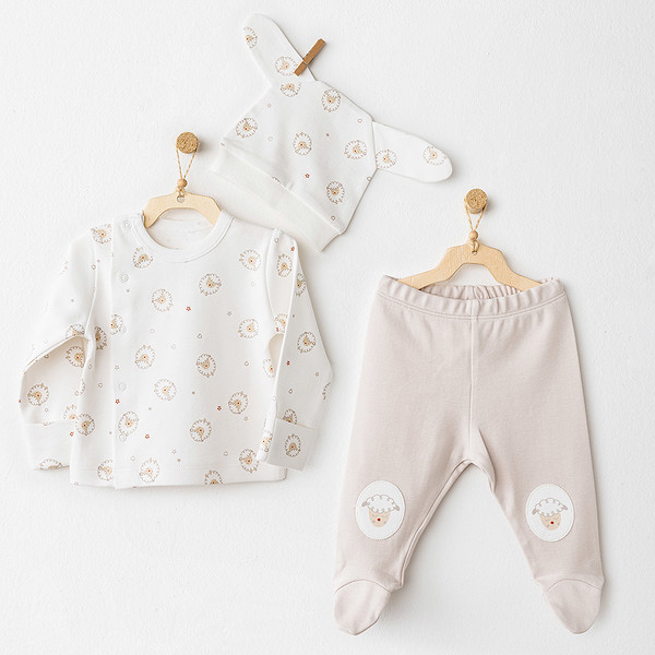 Andywawa AC26158 Tinyy Sheeps 3Lü Takım Ekru