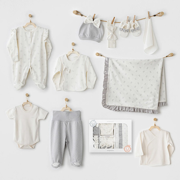 Andywawa AC26251 Baby Bow Bliss 10'Lu Hastane Çıkışı Ekru