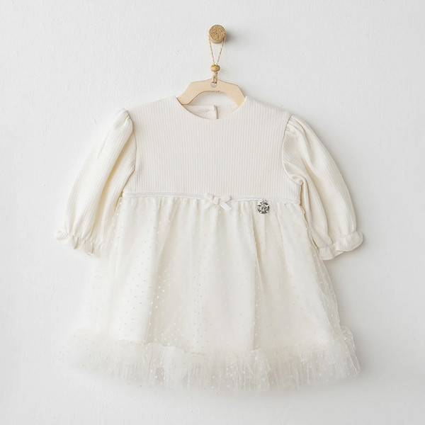Andywawa AC26257 Baby Bow Bliss Elbise Ekru