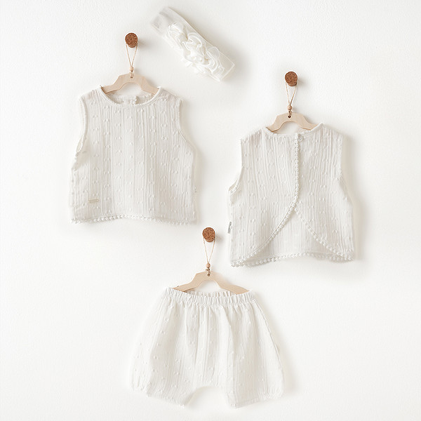 Andywawa AC26643 Baby Chic 3Lü Takım Ekru