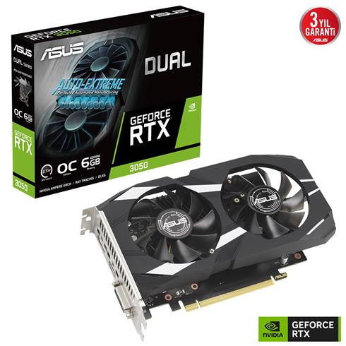 Asus Geforce Dual-Rtx3050-O6G 6GB Gddr6 96Bıt 1Xhdmı 1Xdp 1Xdvı Ekran Kartı