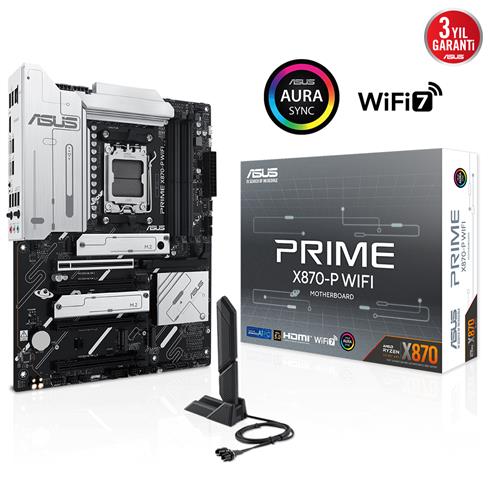 Asus Prıme X870-P Wıfı Ddr5 8000Mhz 1Xhdmı 2Xusb4 4XM.2 Atx AM5 (Amd AM5 9000/8000/7000 Serileri İle Uyumlu)