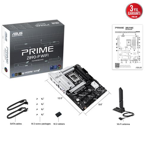 Asus Prıme Z890-P Wıfı Ddr5 8666MT/S 1Xhdmı 1Xdp 1Xusb Type-C 4XM.2 Atx 1851P (Intel Ultra Processors Serıes 2)