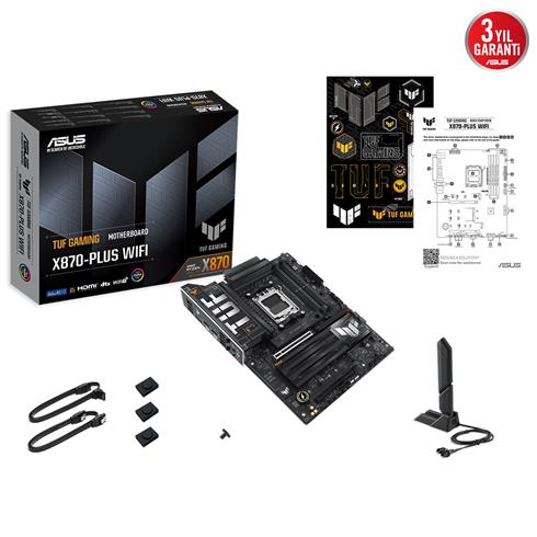 Asus Tuf Gamıng X870-Plus Wıfı Ddr5 8000Mhz 1Xhdmı 2Xusb4 4XM.2 AM5 Atx (Amd AM5 9000/8000/7000 Serileri İle Uyumlu)