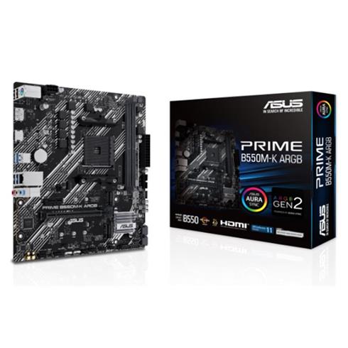 Asus Prıme B550M-K Argb Ddr4 5100Mhz 1Xhdmı 1Xdp 2XM.2 Usb 3.2 Matx AM4 (Amd AM4 5000/4000 G/3000 Serisi İle Uyumlu)