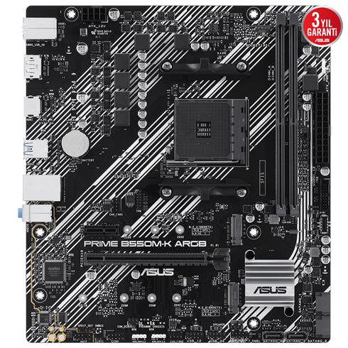 Asus Prıme B550M-K Argb Ddr4 5100Mhz 1Xhdmı 1Xdp 2XM.2 Usb 3.2 Matx AM4 (Amd AM4 5000/4000 G/3000 Serisi İle Uyumlu)
