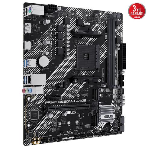 Asus Prıme B550M-K Argb Ddr4 5100Mhz 1Xhdmı 1Xdp 2XM.2 Usb 3.2 Matx AM4 (Amd AM4 5000/4000 G/3000 Serisi İle Uyumlu)