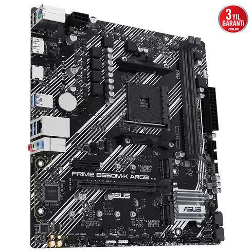 Asus Prıme B550M-K Argb Ddr4 5100Mhz 1Xhdmı 1Xdp 2XM.2 Usb 3.2 Matx AM4 (Amd AM4 5000/4000 G/3000 Serisi İle Uyumlu)