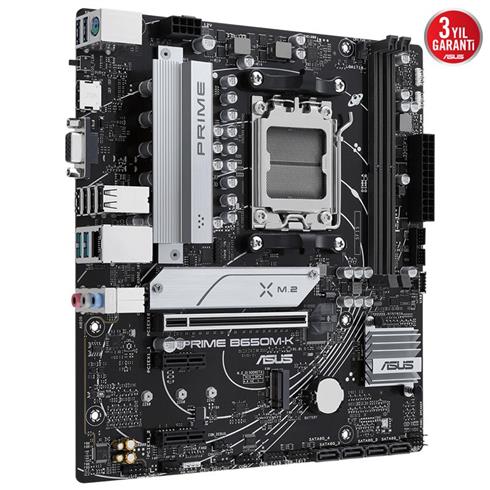Asus Prıme B650M-K Ddr5 6400Mhz 1Xvga 1Xhdmı 2XM.2 Usb 3.2 Matx AM5 (Amd AM5 9000/8000/7000 Serileri İle Uyumlu)