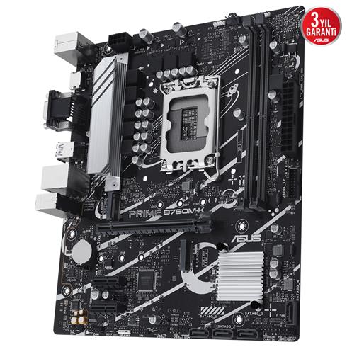 Asus Prıme B760M-K Ddr5 8000Mhz 1Xvga 1Xhdmı 2XM.2 Usb 3.2 Matx 1700P (12. / 13. VE 14. Nesil İşlemci Uyumlu)