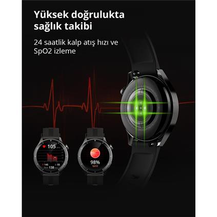 Aukey SW-2P-GY Akıllı Saat 3.7CM Lcd Bluetooth Çağrı Sağlık Gözetimi Spor Bildirimleri IP67 Gri