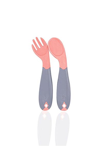 Babyjem Açılı Mama Kaşık Çatal Takımı 703 Gül Kurusu