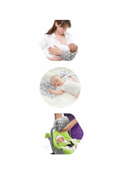 Babyjem Çok Amaçlı Emzirme Yastığı 523 Gri Zigzag