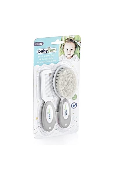 Babyjem Doğal Kıl Fırça Tarak Seti 519 Gri