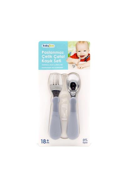 Babyjem Paslanmaz Çelik Çatal Kaşık Seti 522 Gri