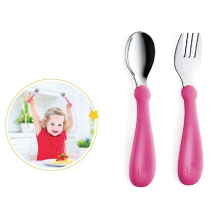 Babyjem Paslanmaz Çelik Çatal Kaşık Seti 522 Pembe