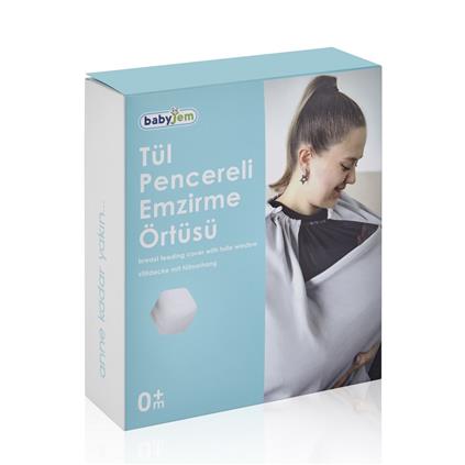 Babyjem Tül Pencereli Emzirme Önlüğü 735 Gri